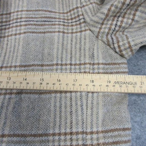 DKNY Women's Plaid Wool-Blend Pea Coat Academia Collar Outwear Jacket Tan M 1198 - Picture 13 of 14